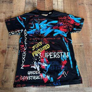 FWRD Denim Graphic Print Black T-Shirt Featuring Motivational Texts  Size L